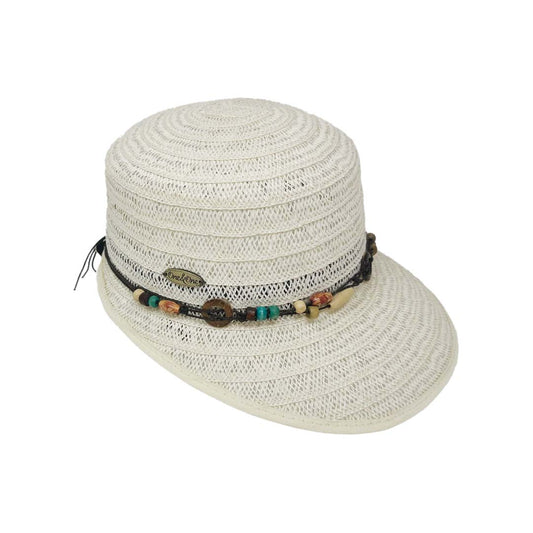 Viseron trenzado beige con banda de cuentas