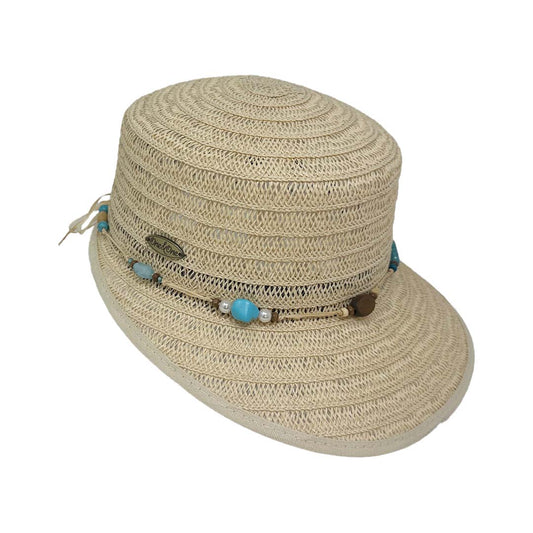 Banda Viseron trenzada en color beige con piedra turquesa