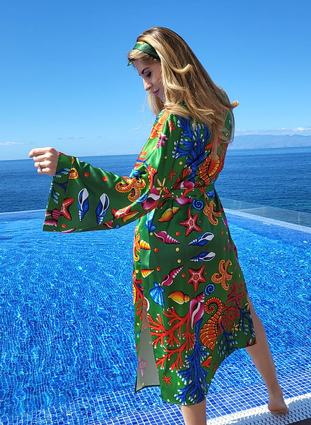 Orange Seahorse kimono