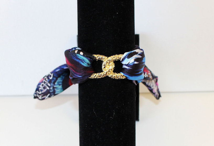 Peacock Mask Silk Infinity bracelet