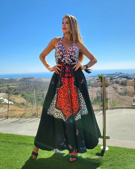 Vestido de leopardo negro