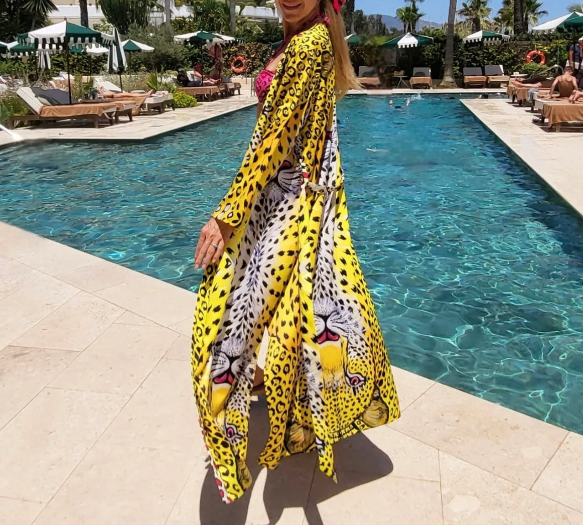Yellow Leopard kimono