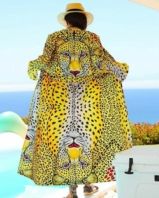 Kimono de Leopardo Amarillo