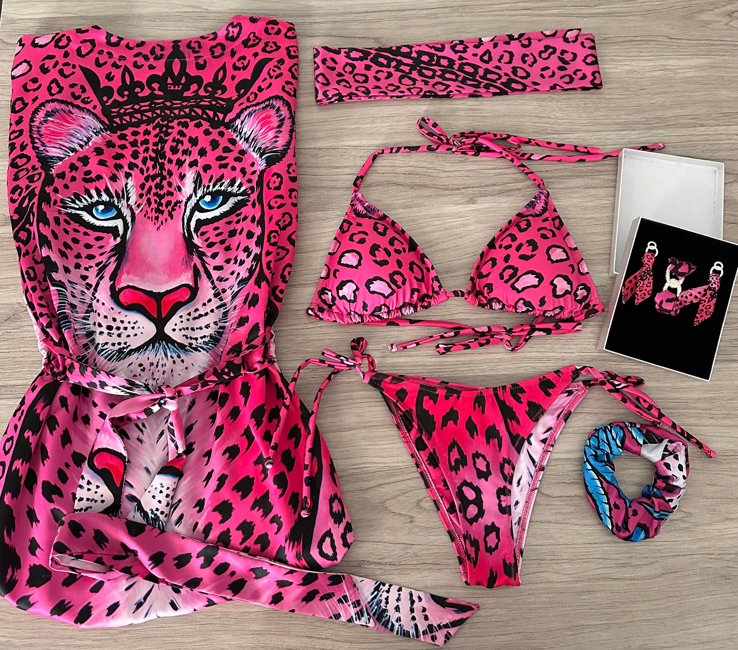 Pink Leopard Long Kimono