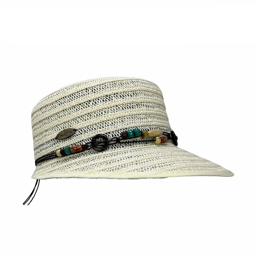 Viseron trenzado beige con banda de cuentas