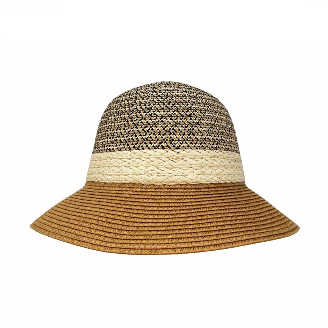 Casco beige/negro con banda de marfil