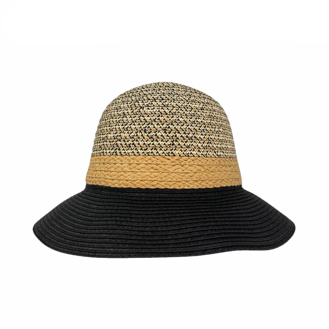 Casco marrón/negro con banda beige