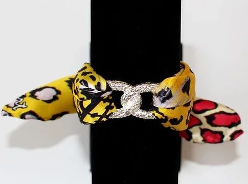 Yellow Leopard Infinity silk bracelet