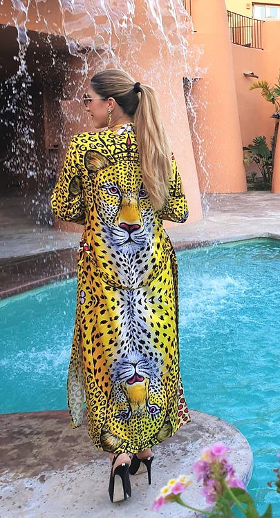 Yellow Leopard kimono