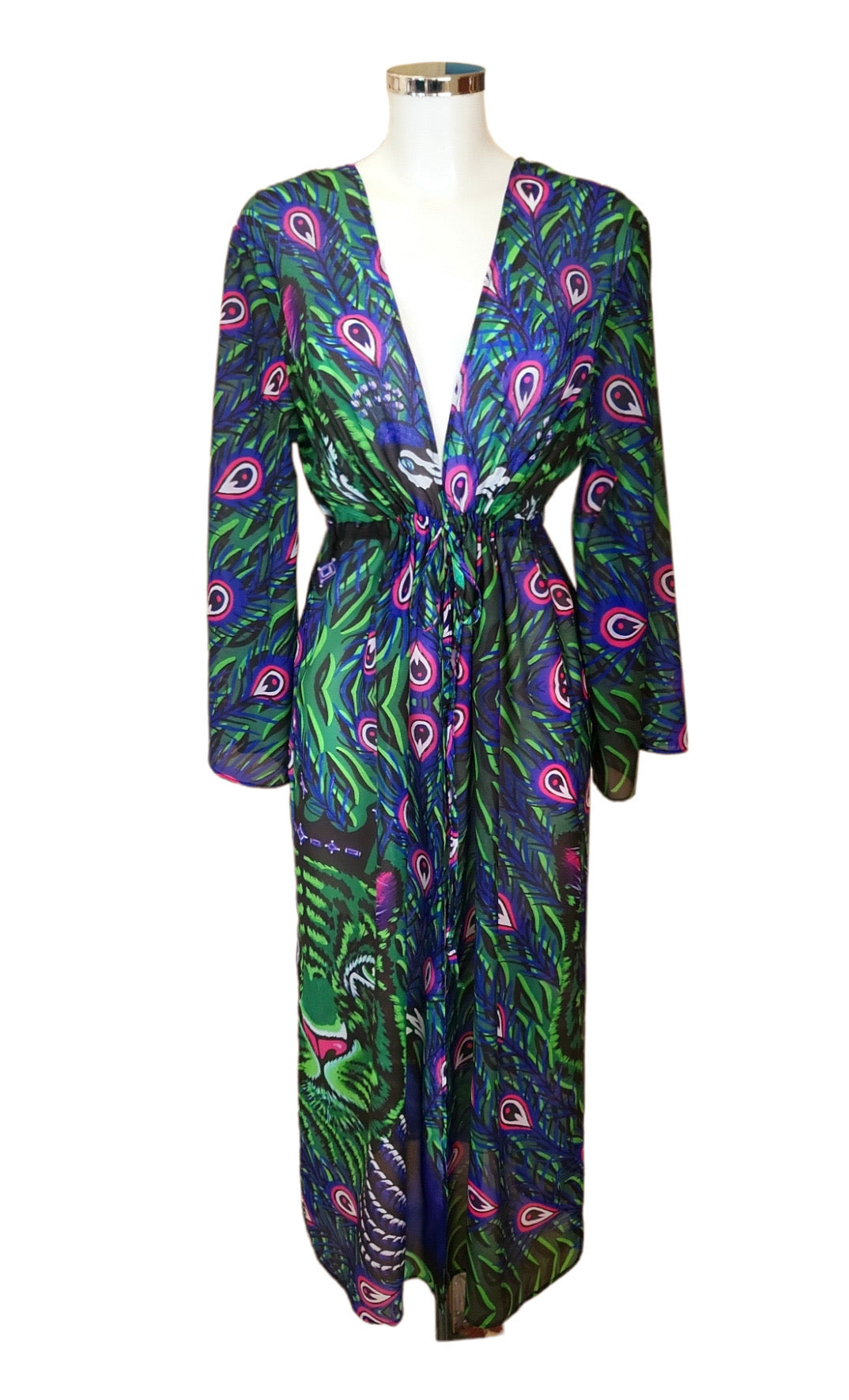 Purple Peacock & Tiger Kaftan