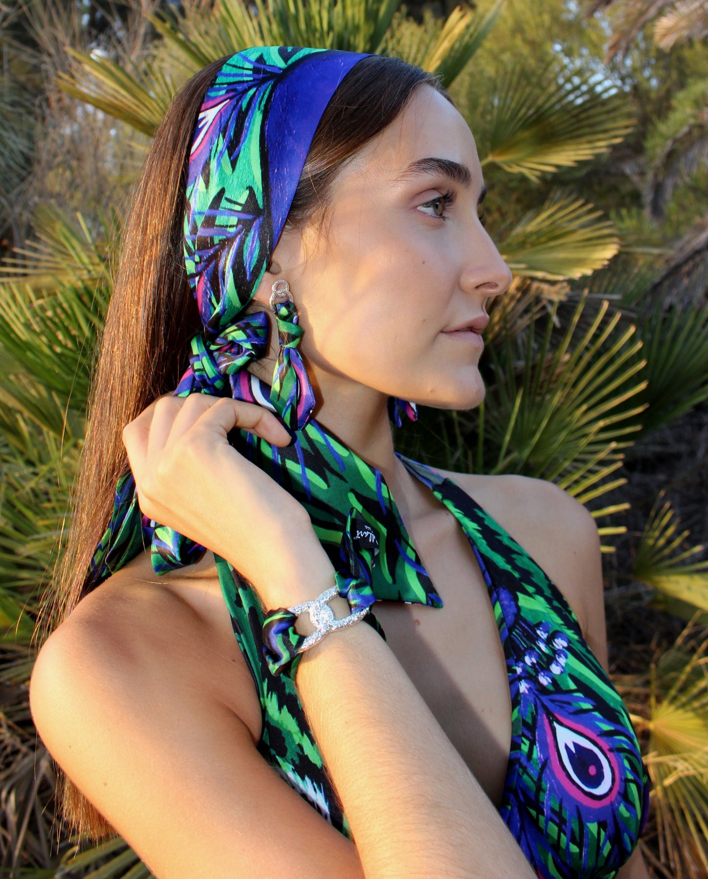 Purple Peacock & Tiger earrings