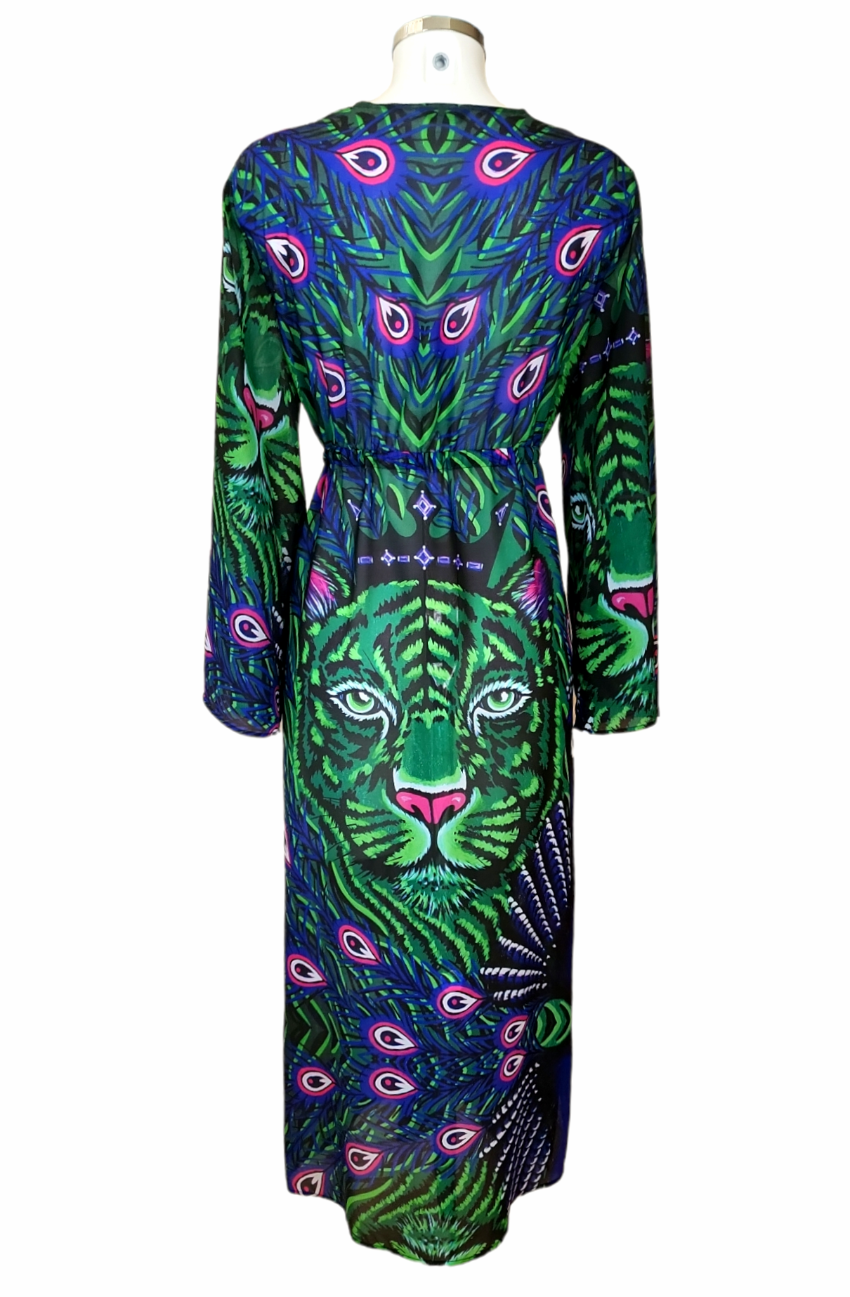 Purple Peacock & Tiger Kaftan