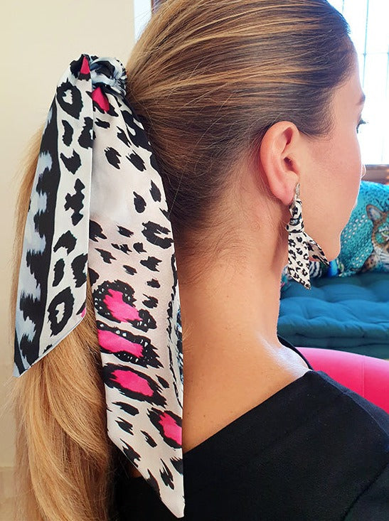 White Leopard Scrunchie
