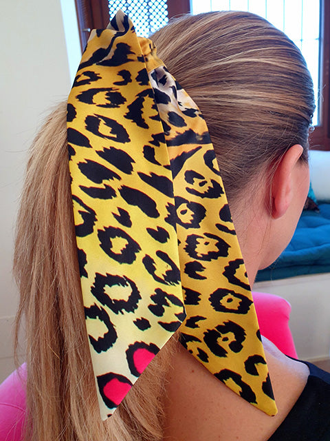 Yellow Leopard Scrunchie