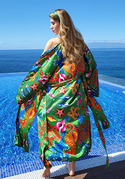 Orange Seahorse kimono