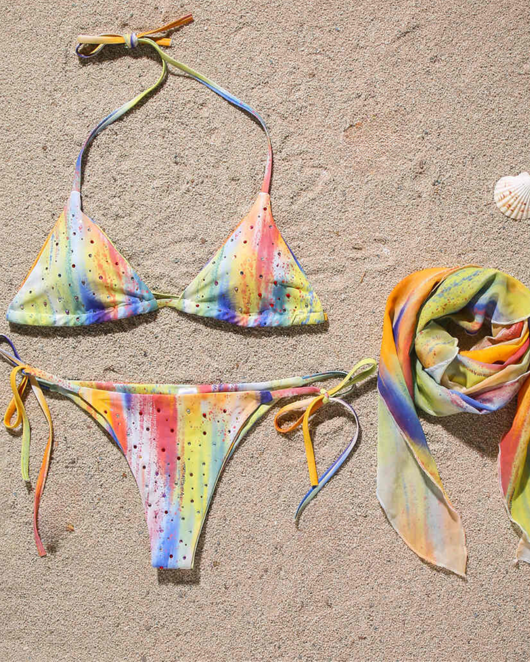 Tie-Dye Bikini Set with Skirt