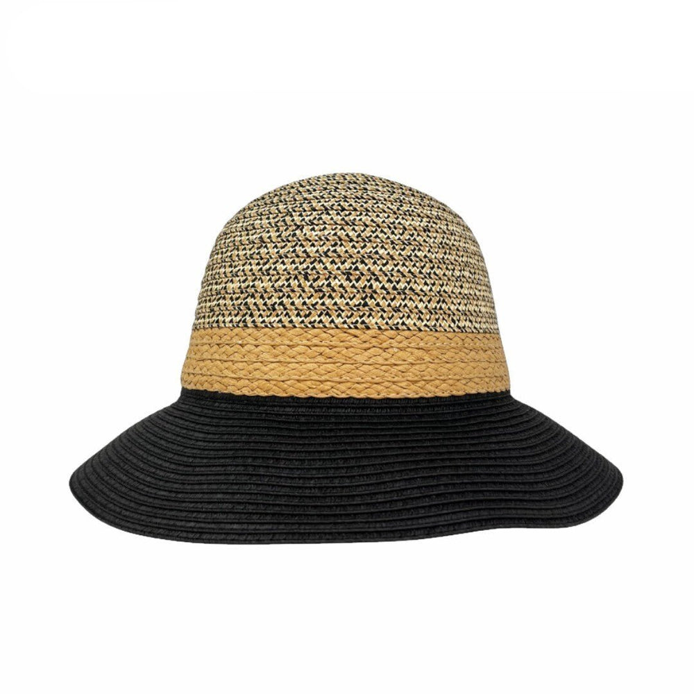 Casco marrón/negro con banda beige