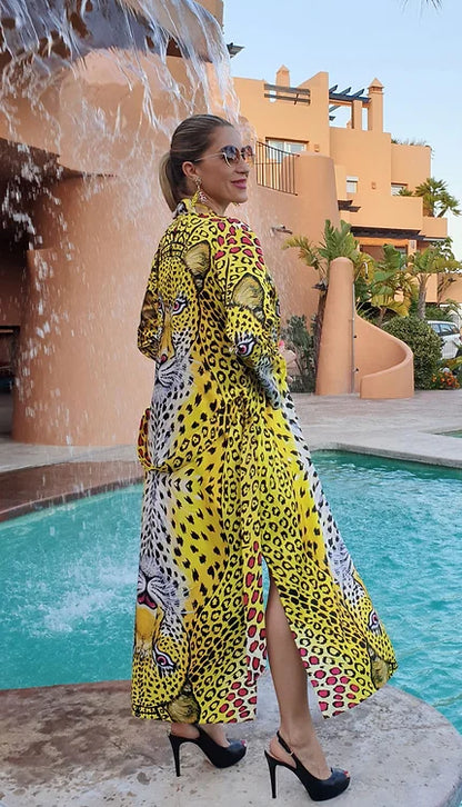 Kimono de Leopardo Amarillo